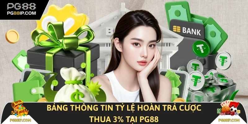 Bảng thông tin tỷ lệ hoàn trả cược thua 3% tại PG88